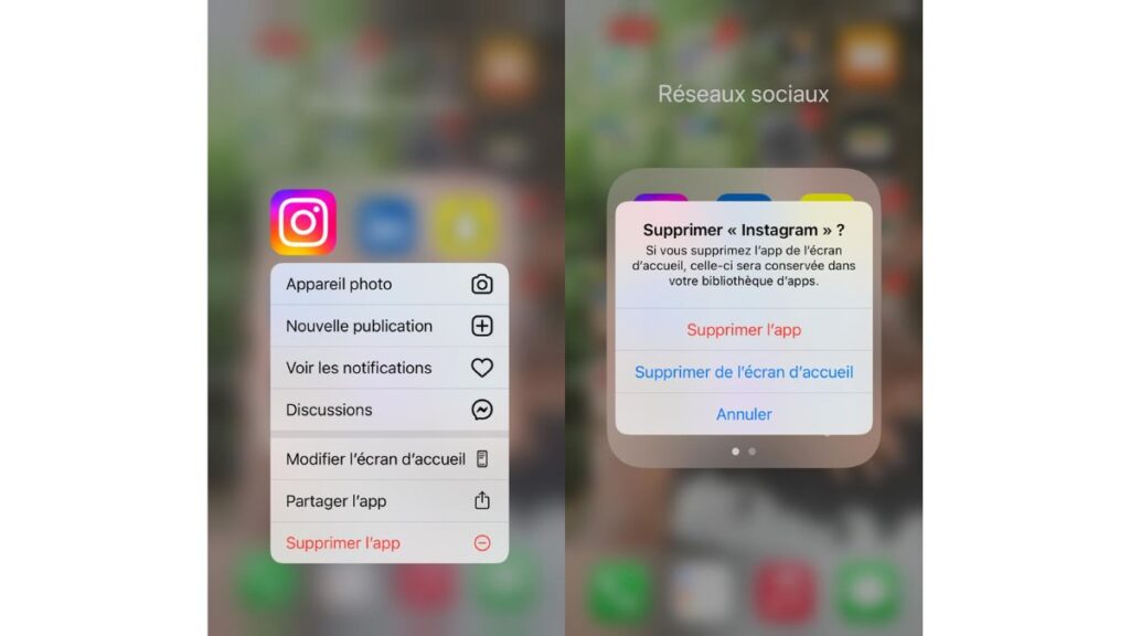 désinstaller application instagram iPhone