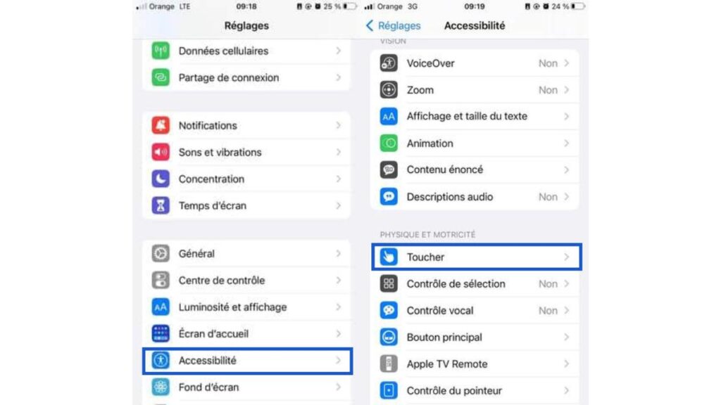 copie écran accessibilité iphone