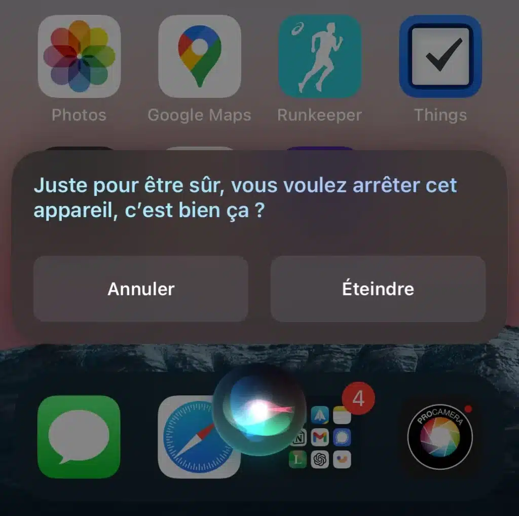 éteindre iphone avec siri